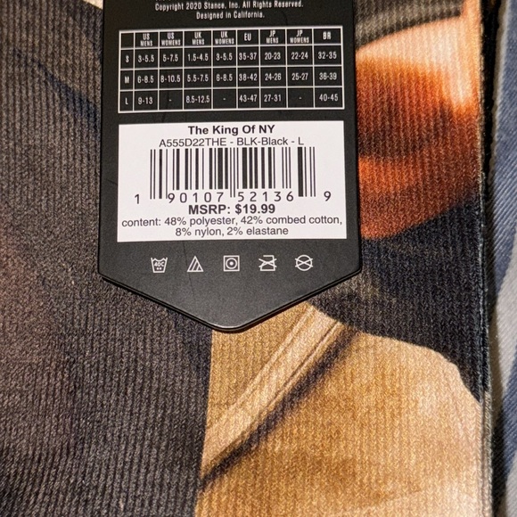 STANCE CASUAL CREW THE NOTORIOUS B.I.G KING OF N.Y. SIZE LARGE NWT - Picture 4 of 4